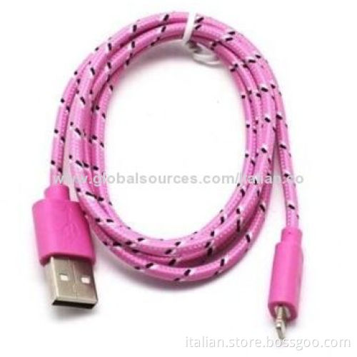 Fabric Braided USB Charging and Sync Cables for iPhone 5, Work with iOS 8.0New